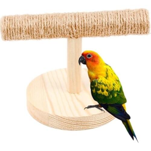 Parrot Wooden Tabletop Perch Bird Stand Training Exercise Feet Claw Grinding