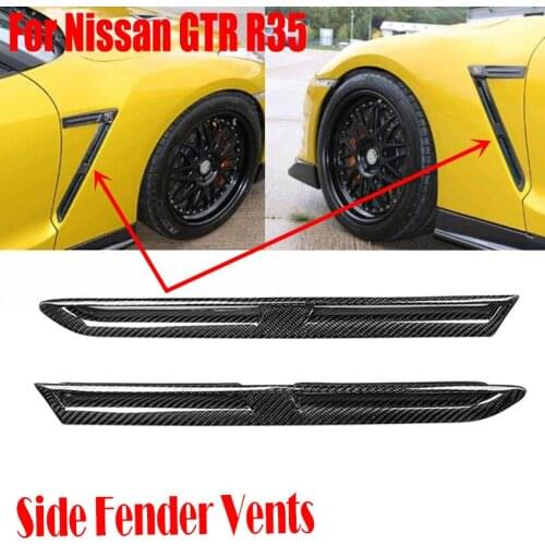 For Nissan GTR R35 2008-2016 2015 Real Carbon Fiber Car Styling Side Fender Vents Air Intake Decorative Trim Cover