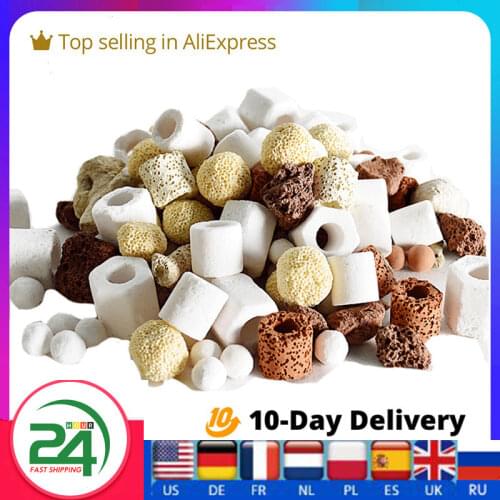 100/50/20pcs Aquarium Fish Tank Filter Bio Media Ceramic Rings Bio Ball Activated Carbon Bio Clear Water External Cleaning Tools