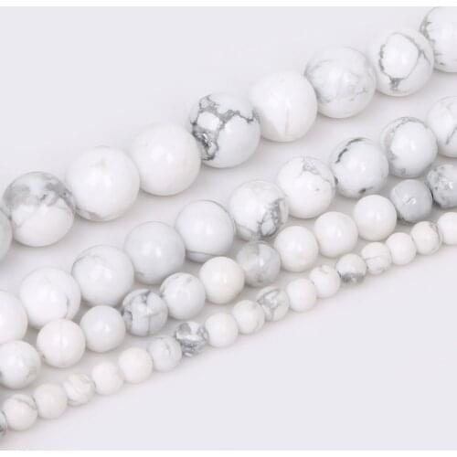 Hot Selling Select Size 4/6/8/10mm Smooth White Howlite Round Loose Beads For DIY Bracelets & Necklaces Jewelry Making
