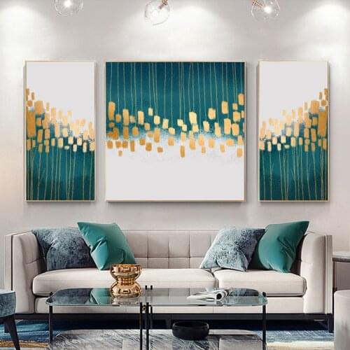 HD Abstract Gold Green Modern Wall Art Pictures Canvas Paintings Poster and Prints Decorative for Living Room Home Decor