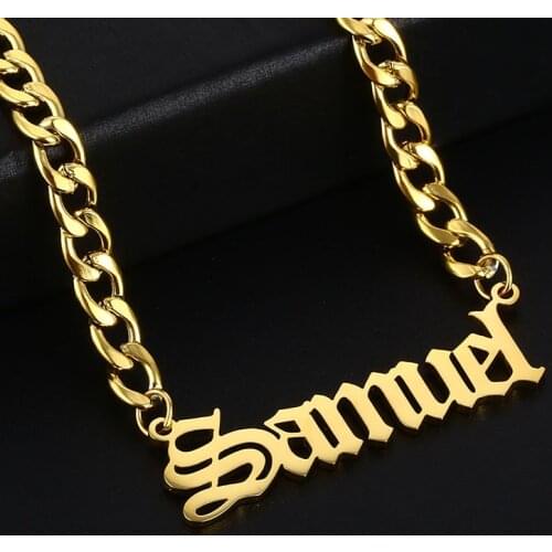 Personalized Custom Name Necklace Pendant Jewelry Customized Stainless Steel 5mm Cuban Chain Nameplate Necklaces for Women Men