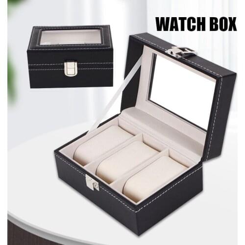 PU Leather Watch Box Display Case Organizer Convenient Storage Dust-Proof For Home Office LXH