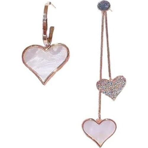 Fashion Asymmetric Drop Earrings for Women Temperament Lady Heart-Shaped Crystal Earrings Nightclub Jewelry Gifts