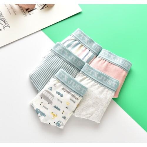 Fashion Teen Panties for Big Boys Striped Boy Cute Panties Teenage Boys Cartoon Underwear Breathable Boxers Underpants 5pcs/lot