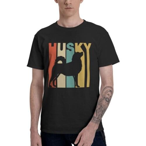 Male Vintage Husky T-Shirt Novelty Siberian Dog Lover Gift Tshirt Short Sleeve Hip Hop T Shirt Homme Cotton Tee Tops Gift