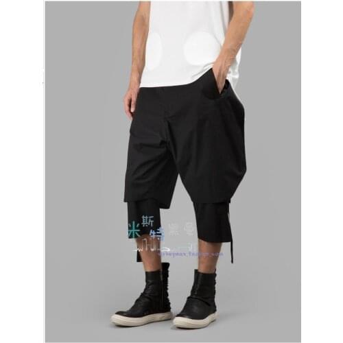 27-44 Men Clothing Pants Double Layer D.gnak Capris Personalized Placketing Bandeaus Straight Pants Tide Wide Leg Pants 2020