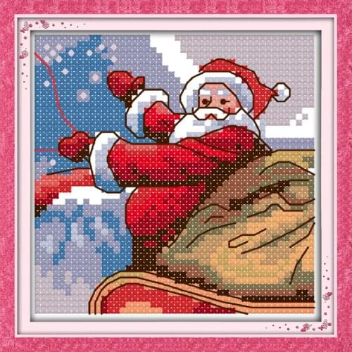 Joy Sunday Santa Claus Cross Stitch Pattrens Kits as Chrismas gift for kids