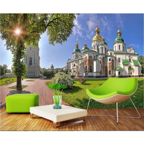 Custom 3d photo wallpaper 3d wall murals wallpaper fashion 3D European mural Castle Garden View Living Room TV wallpaper decor