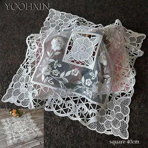 NEW hollow embroidery lace table place mat cloth pad cup coaster placemat doily kitchen wedding Christmas party decor tableware