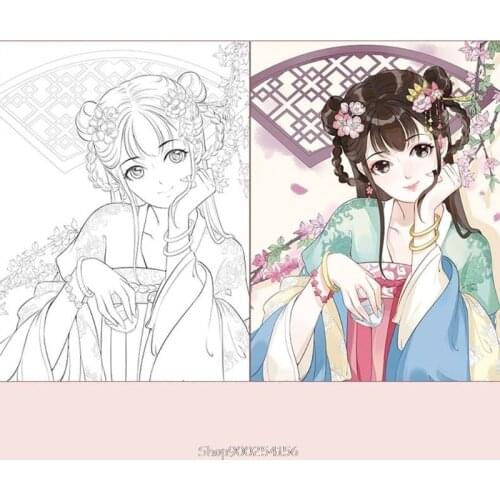 Creative Chinese Coloring Book Sketch Drawing Textbook Vintage Ancient Beauty Painting-book Dream of Red Mansion N26 20 Dropship