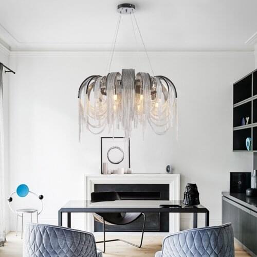 Modern Designer Tassel Pendant Lights Lighting Art Novelty Alluminum Chain Living Room Lamps Hotel Decor Kitchen Lamp Luminaria