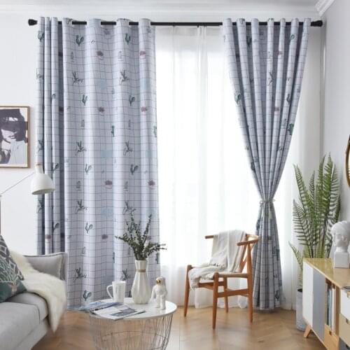 Modern Curtains for Living Room Bedroom Simple Nordic Imitation Digital Bess Waterproof Curtains Finished Product Customization