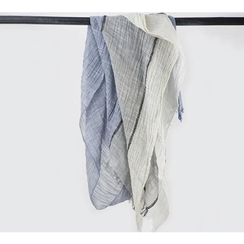 Super stripe 100% cotton thin light scarves women multicolor patchwork wrinkled scarves lady winter artsy shawl wraps bufanda