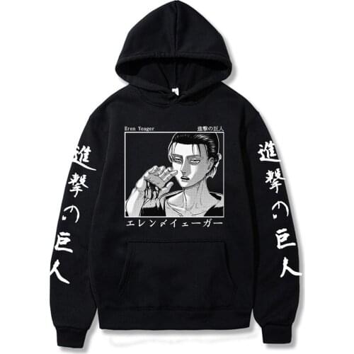 Anime Attack on Titan Manga Hoodies Cosplay Eren Yeager Printed Cartoon Sweatsahirt Coat Harajuku Hoodies Clothes