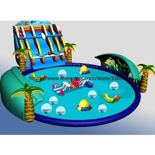 Outdoor Giant Whale Inflatable Water Park with Pool for Kids