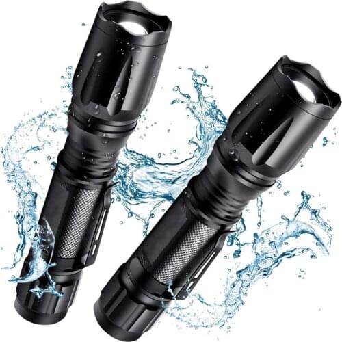 2Pcs Most Powerful Led Flashlight Ultra Bright Bike Torch T6 Camping Light Zoomable 5 Modes Waterproof Military Light For Hiking