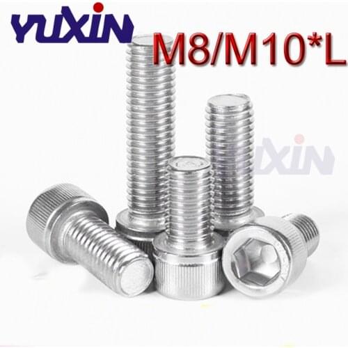 20Pcs M8/M10*L DIN912 A2-70 304 Stainless Steel Hexagon Socket Head Cap Screws Inner Hex Socket Bicycle Bolt Metric Thread