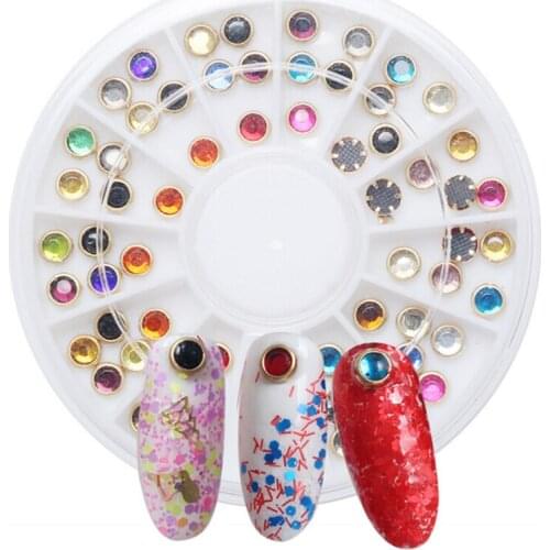 High Quality AB Metal Nail Art Rhinestones Wheels Mix Colors 3D Beauty Resin Beads Tips Polish Decoratoins Studs Strass Ongles
