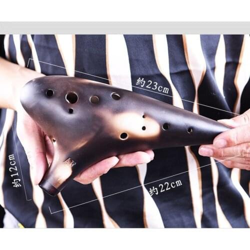 High quality AF 12 holes smoked burned Ocarina music instrument Alto F flute good sound