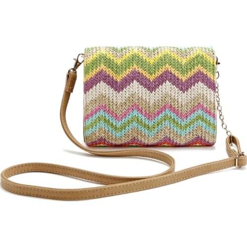 Women Boho Shoulder Bag Tote Purse Straw Woven Handbag Messenger Crossbody Bags