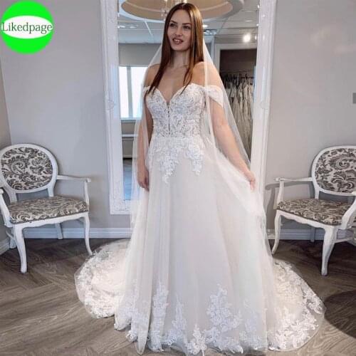 Wedding Dress 2021 Vestidos De Novia Off The Shoulder Lace Appliques Robe Mariage Femme Boda Bride Gown A Line Tulle Trouwjurk