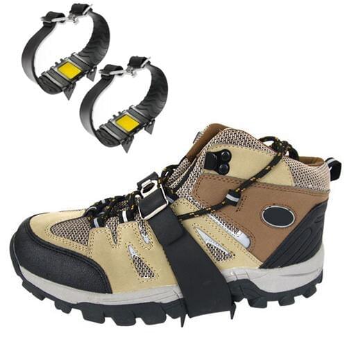 1 Pair 4 Teeth Ice Shoe Crampons Studs Anti-Skid Snow Ice Climbing Shoe Gripper Spikes Grips Cleats Winter Anti Slip Shoes Cover