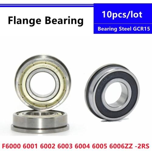 10pcs F6000ZZ F6001ZZ F6002ZZ F6002-2RS F6003ZZ F6004-2RS F6005-2RS F6006-2RS Flange Deep Groove Ball Bearing