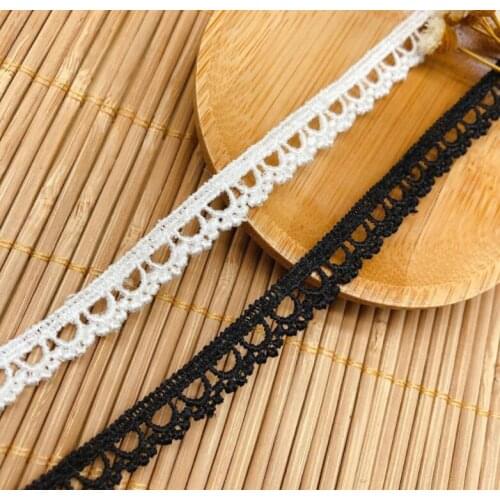 15 Yards/lot 8mm Width New White Black Lace Trim Embroidery Soft Lace Applique Polyester Trimming Sewing Crafts Hot Sale