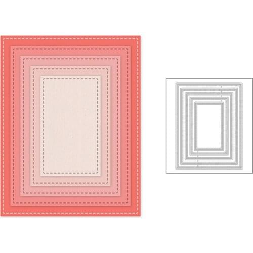 2020 New Rectangle Edge Sewing Thread Embossing Background Metal Cutting Dies For DIY Making Layered Card Scrapbooking No Stamps