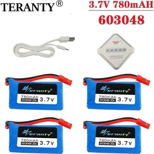 3.7V 780mAh Lithium Battery and Charge For WLtoys V626 V636 V686 X250 Q222 V686G RC quadrocopter parts