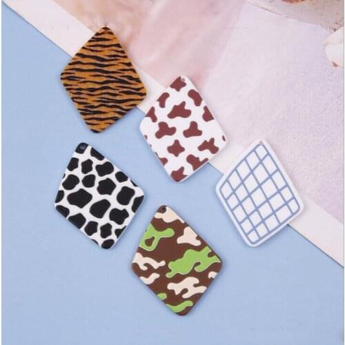 4pcs Acrylic Leopard Print Geometry Charms DIY Earring Jewelry Accessories