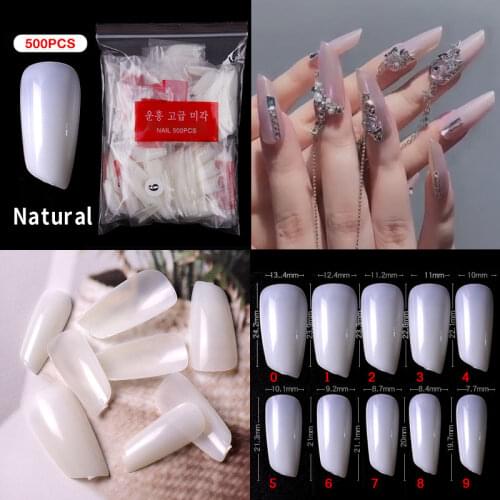 500PCS Bevel Lipstick Shape False Nail Tips Clear Natural Fake Artificial Nail Art Tips Acrylic UV Gel Polish Manicure Art Tools