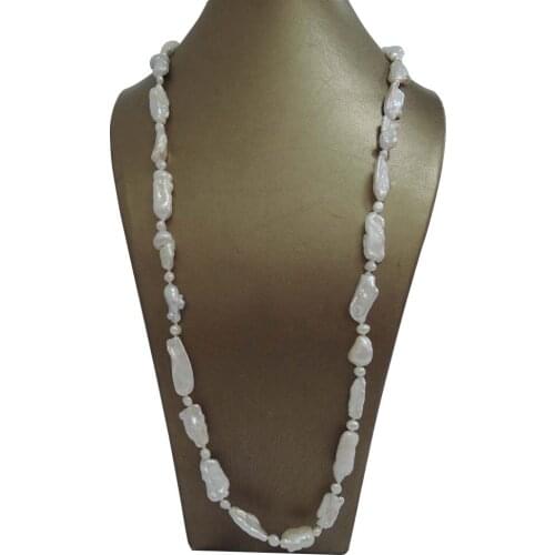 Free shipping BIWA baroque pearl shape long necklace 100% NATURE FRESHWATER Baroque PEARL-120 cm long pearl necklace,30 MM PEARL