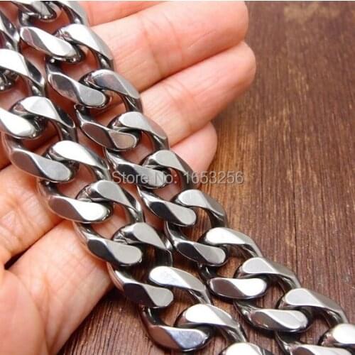 Best Price 13.5mm 24'' Heavy Curb Link Chain Necklace Stainless Steel In Mens Jewelry Gifts
