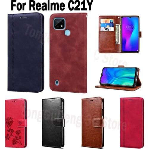 For Realme C21Y Case Wallet Flip Leather Phone Protective Shell Cover On Realme RMX3261 C 21Y C21 Y чехолна Etui Book Coque Bag