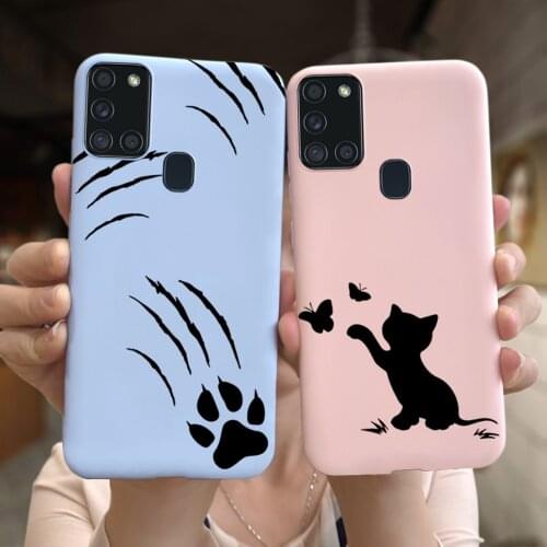 For Samsung Galaxy A21s Phone Case Cartoon Soft Silicone Cute Animal Back Cover For Samsung A 21s a21s a 21 s Candy Color Coque