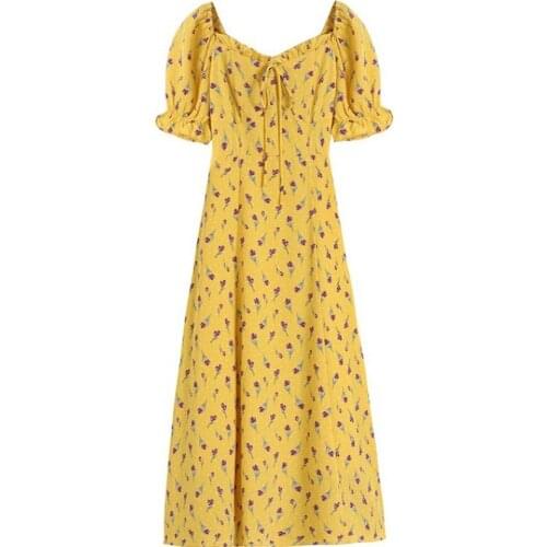 Floral Print Elegant Vestidos Pastel Boho Vacation Flower Summer Dress Sashes Trendy Dress Women A-line Party Dress Robes