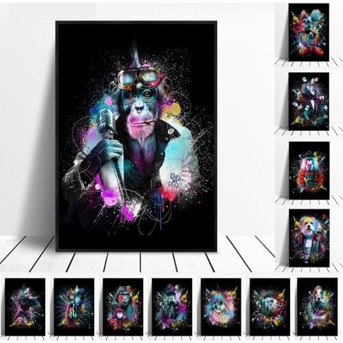 DDWW Wall Art Painting Canvas Print Animal Picture Figure Painting Modern Trippy for Living Room Home Decor No Frame
