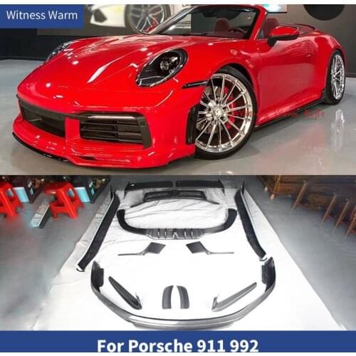 For Porsche Carrera 911 992 Carbon fiber FRP front rear bumper lip diffuser rear spoiler wing side skirts 2019 2020 car body kit