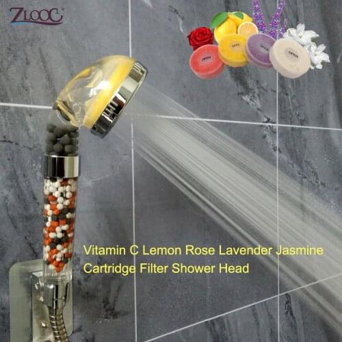 Zloog Bathroom Vitamin C Lemon Rose Lavender Jasmine Aroma Shower Head High Pressure Saving Water Filter Shower Head