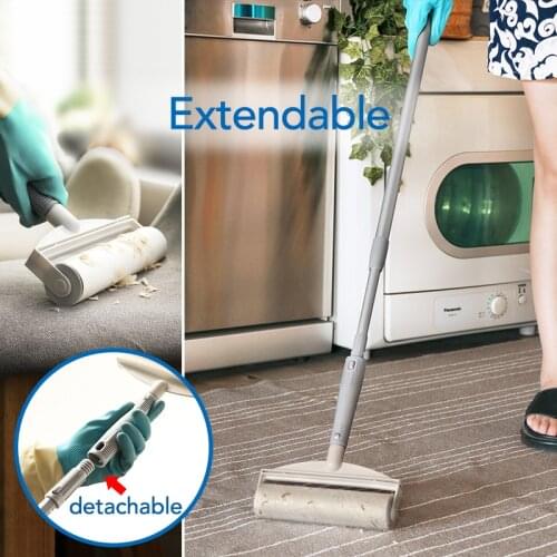 2-Way Lint Roller With Handle Pet Remover Dust Drum Clean Roller Sticky Roller Brush For Hair Cloth Furniture Dog Cat Wool Sheet