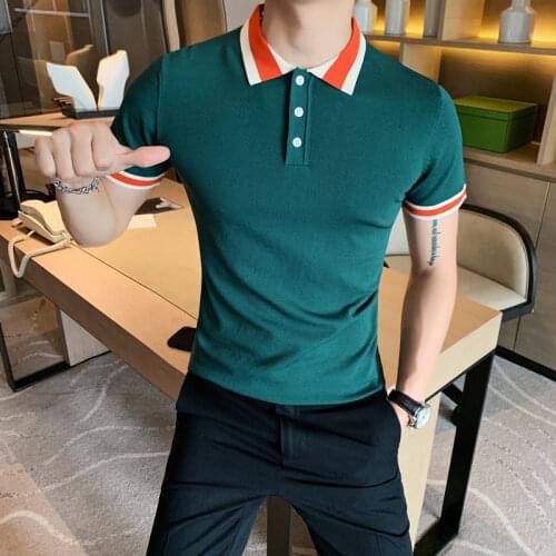 Polos Casual Male Para Hombre Camisa Polo Knitting Polo Korean New Plus Size Brand Men Polo Shirt Men Short Sleeve Shirt Men Top