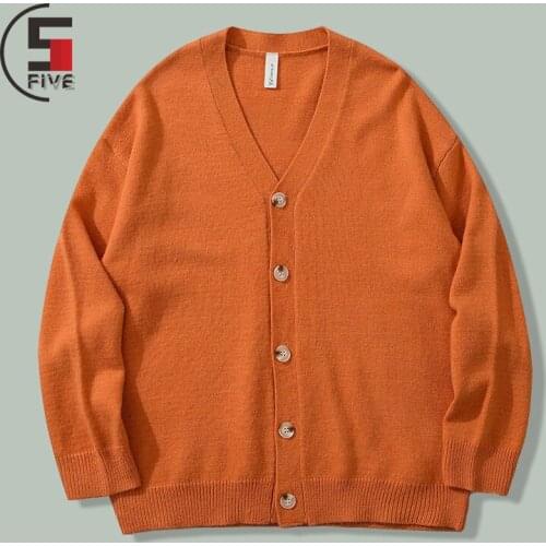 Hip hop Punk Bear print Cardigan sweater men Harajuku Fashion Streetwear Loose knitting sweaters 2021 winter campus Casual coats