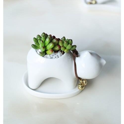Ceramic Flowerpot Kitten Creative Cartoon Lovely Flower Pot Home Ornaments Decoration Office Decor Crafts for Succulent Plant
