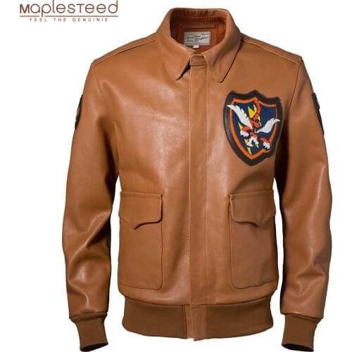 Fashion Men Genuine Leather Jacket 100% Cowhide Flight A2 Military Bomober Coat Male Biker Clothing Autumn Asian Size M592