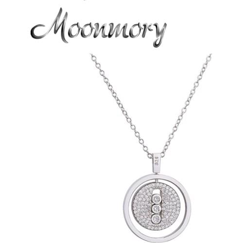 Moonmory 925 Sterling Silver Necklaces Pendant For Women Popular Brand CZ Zircon Silver Neck Chains Jewelry 2020 Christmas Gifts