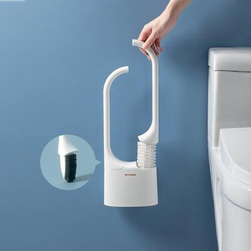 New Wall-Mounted Toilet Brush and Holder Double Brush Head TPR Nylon Cleaning Brush Tools Drain WC Bathroom Accessories Sets