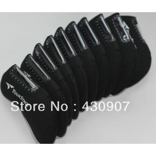 New 10pc/set black tour stage Iron headcovers golf covers