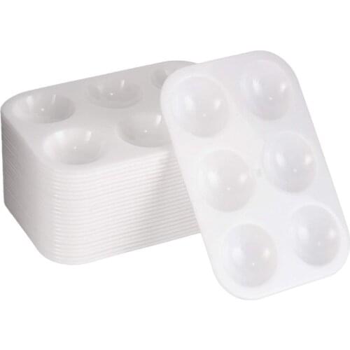 New-24 Pieces Plastic Paint Palettes 6 Well Rectangular Watercolor Palette Painting Tray, White